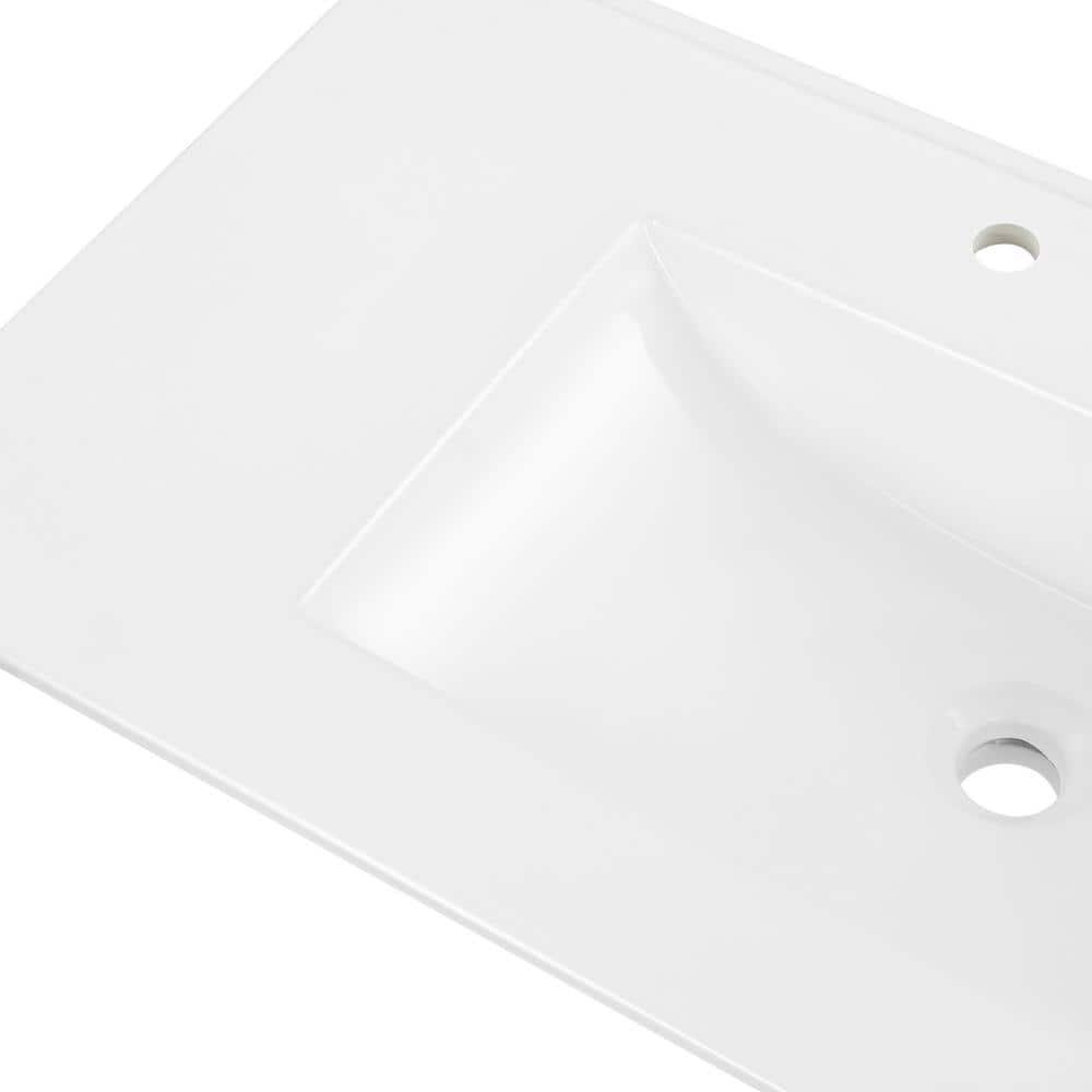 Swiss Madison 36" Zero Hole Vanity Sink Top In Glossy White