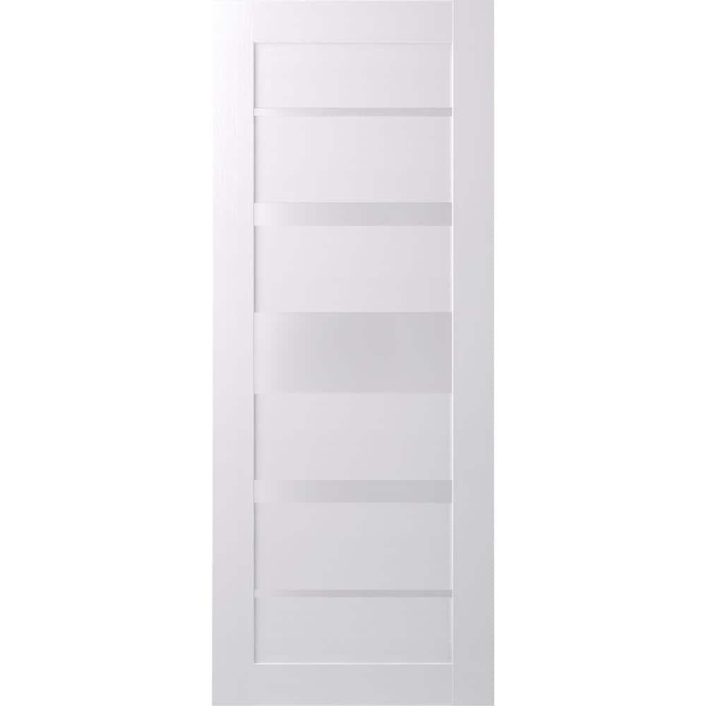 Belldinni Kina No Bore Solid Core 5-Lite Frosted Glass PP Finished Wood Composite Interior Door Slab