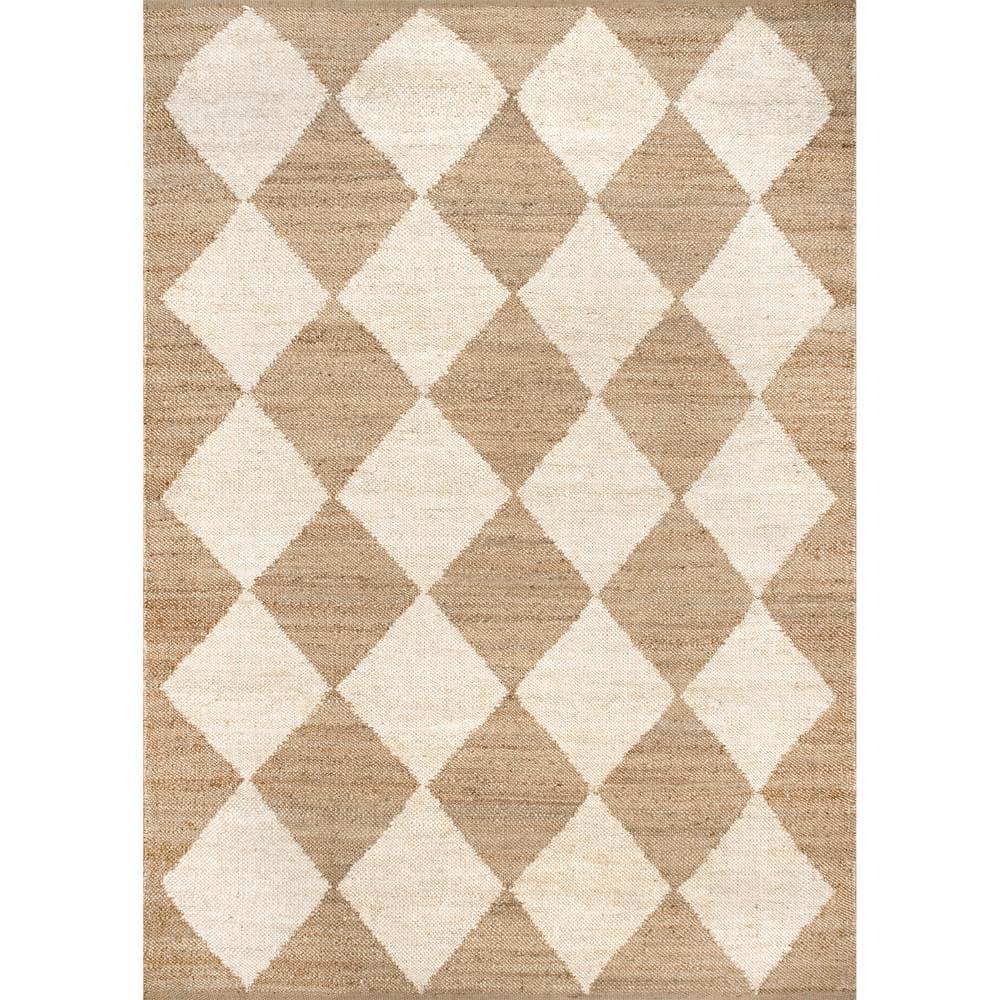 Nuloom Louie Diamond Checkerboard Jute Area Rug, 2' x 8', Natural
