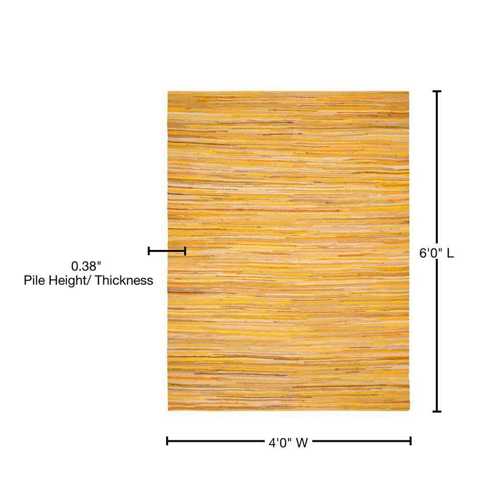Rag Rug RAR130 Hand Woven Indoor Area Rug - Yellow/Multi - 4'x6' - Safavieh.
