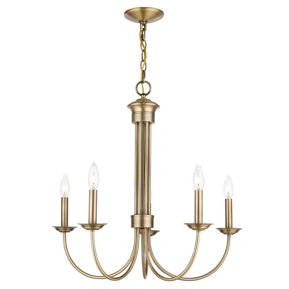 Livex Lighting Estate 5 - Light Chandelier in  Antique Brass