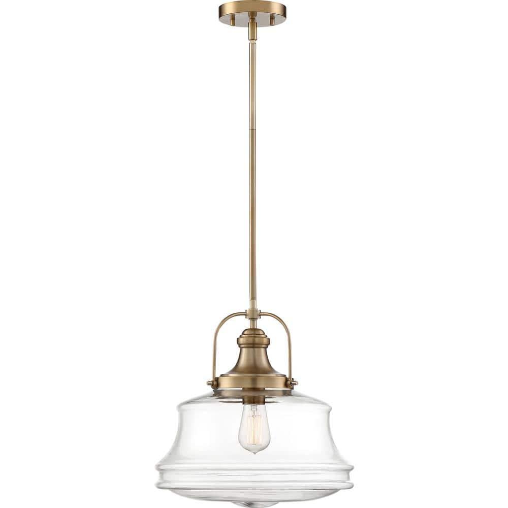 Nuvo 60/6757 Basel 1 Light Pendant Fixture, Burnished Brass Finish