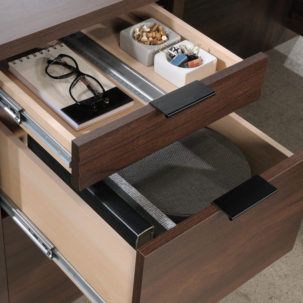 Sauder Palo Alto 60" Engineered Wood L-Shaped Computer Desk in Spiced Mahogany