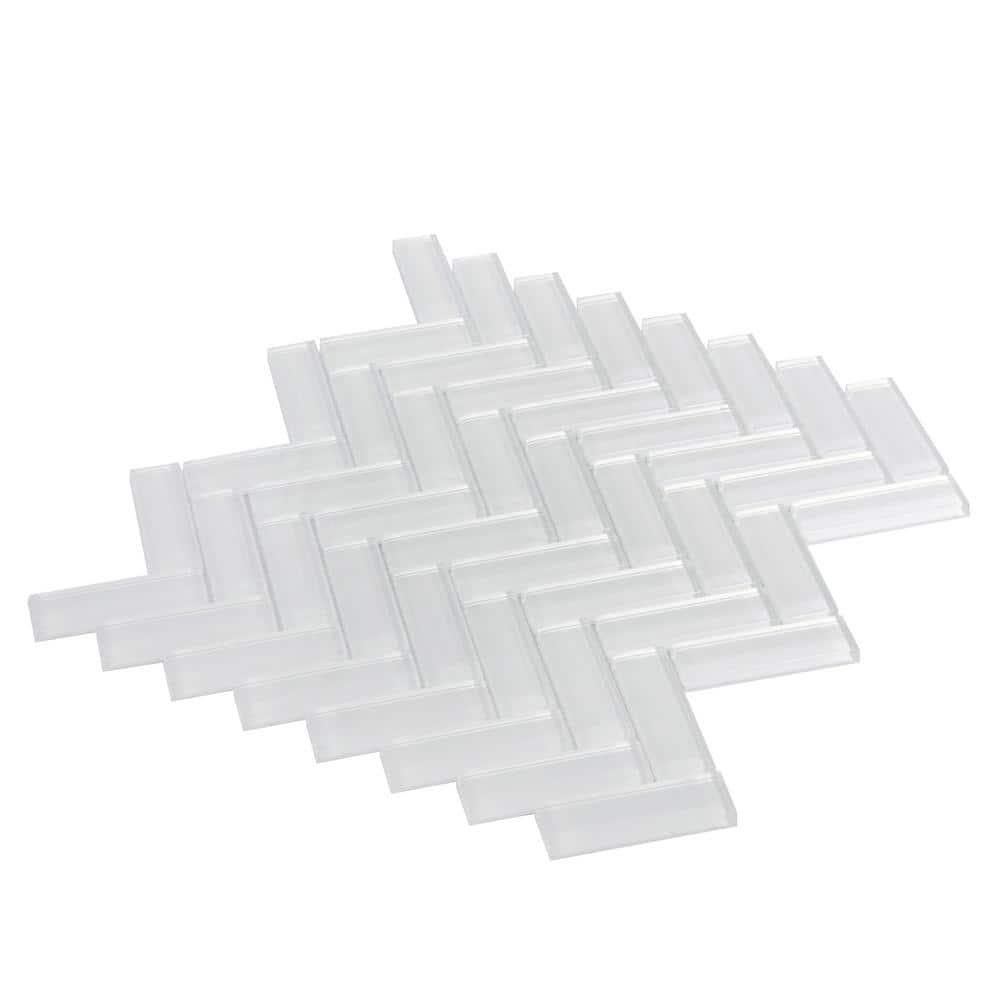 11"X 12.6" Herringbone Polished Glass Mosaic Tile
