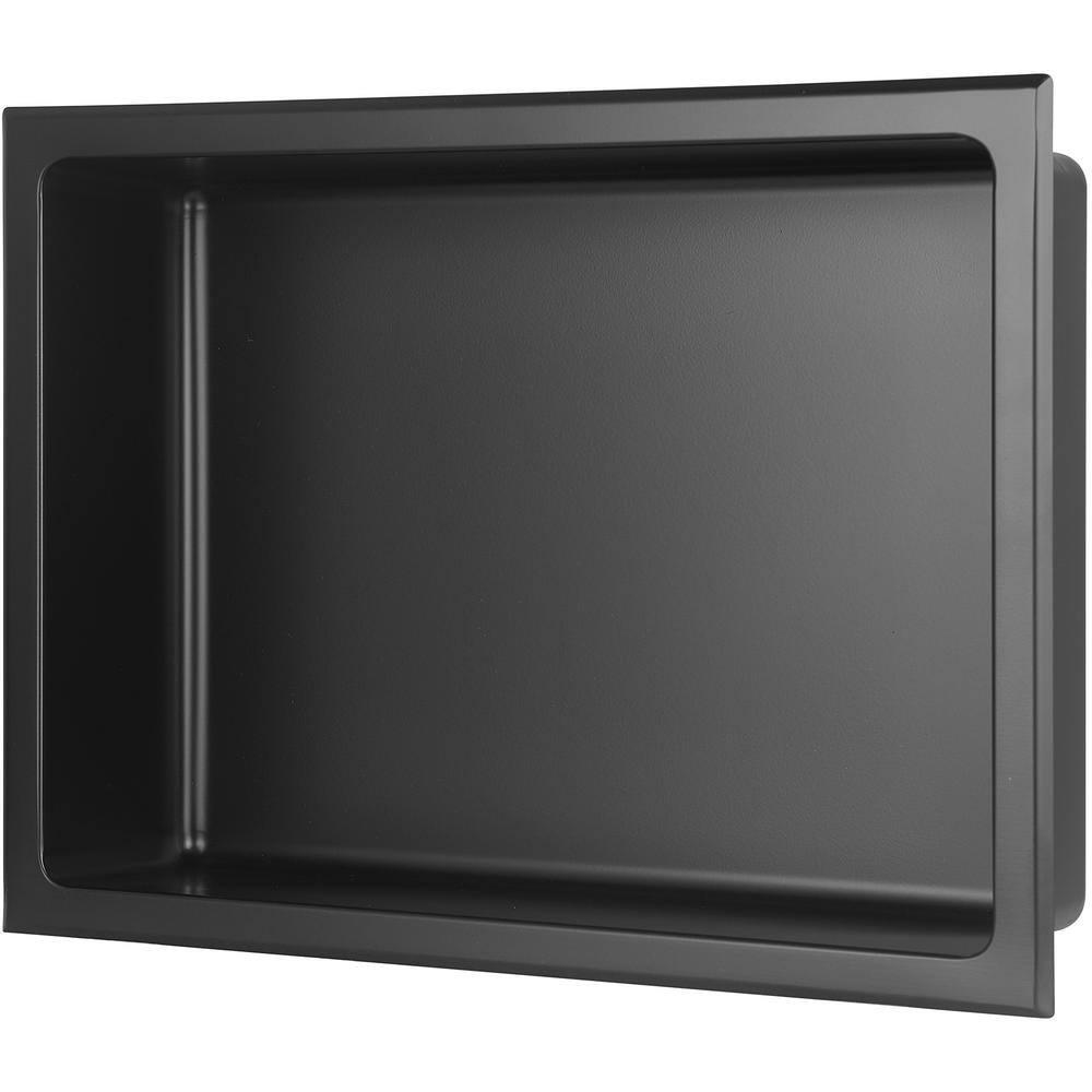 16 in. W x 12 in. H x 4 in. D 18-Gauge Bathroom Shower Wall Niche in Matte Black