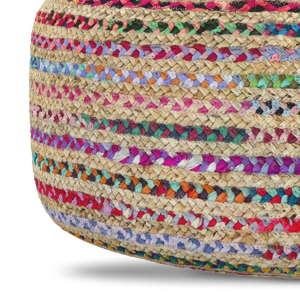 Margo Boho Contemporary Round Large Pouf in Multi Color