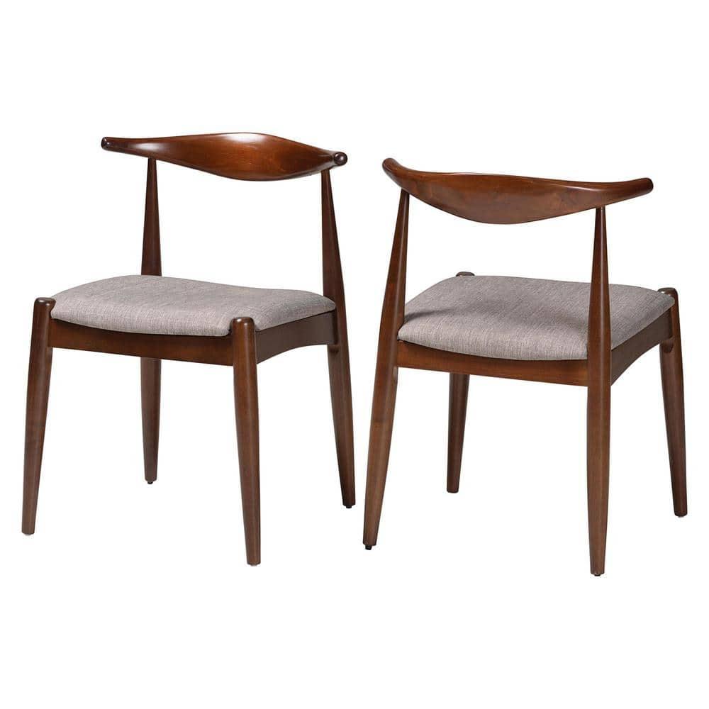 Set of 2 Aeron Wood Dining Chair Walnut - Baxton Studio: Retro-Inspired, Foam Padded, Tapered Legs