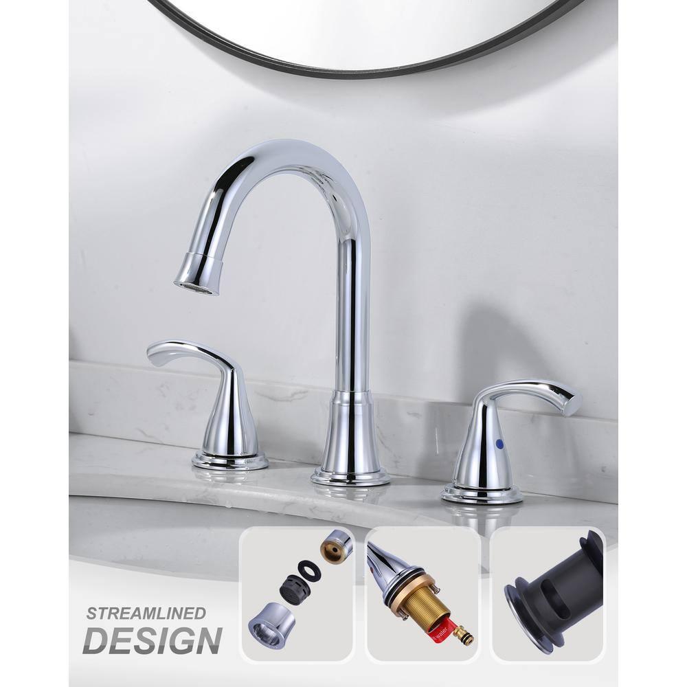 Widespread 2-handle Bathroom Faucet with Drain Assembly