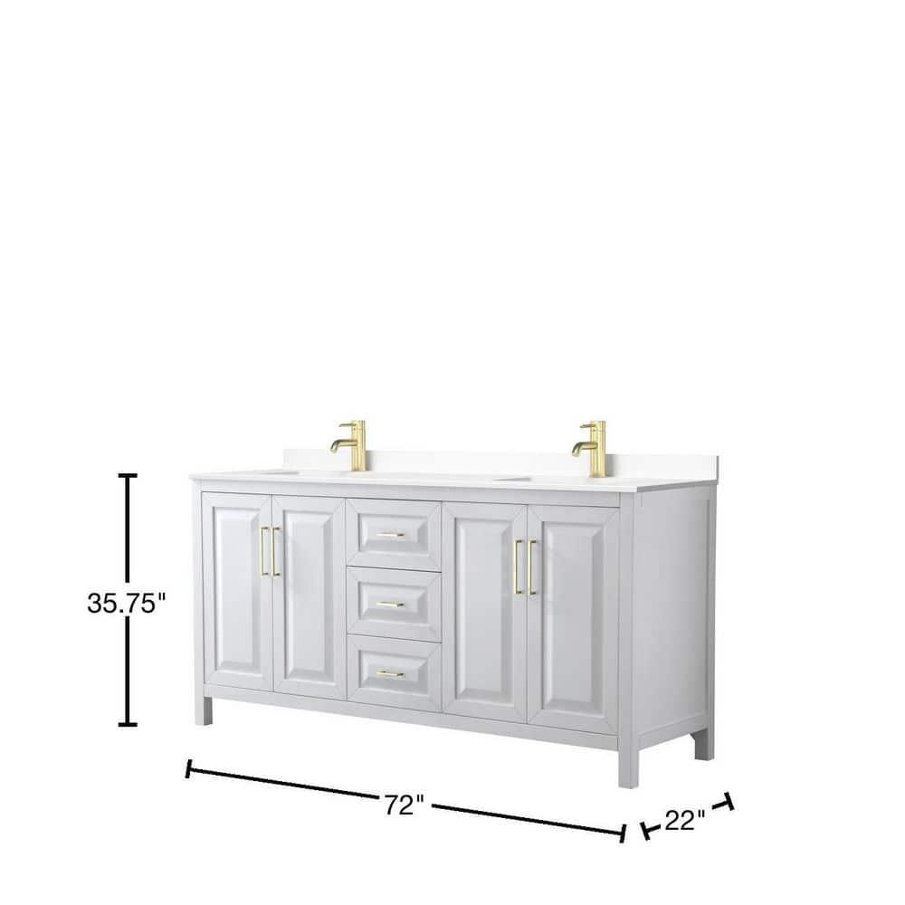 Wyndham Collection Daria 72'' Double Bathroom Vanity with Carrara Marble Top