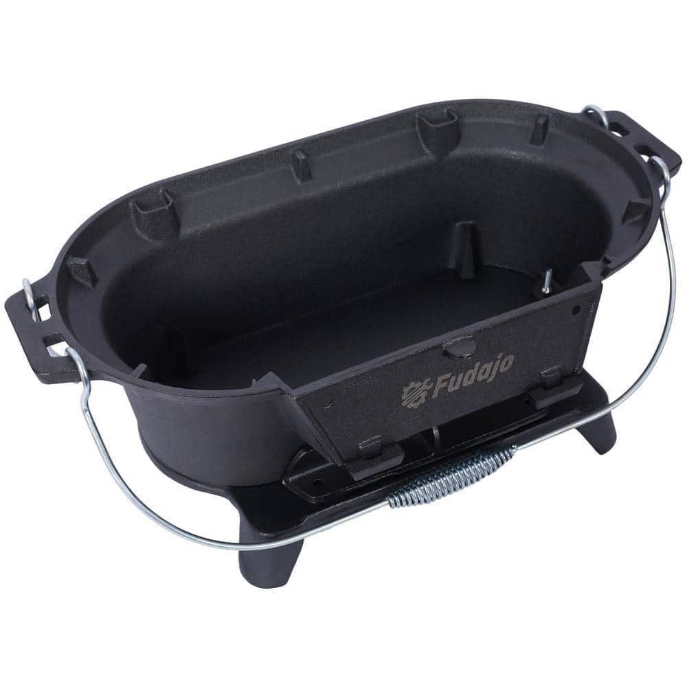 Cast Iron Hibachi Grill – Portable Charcoal BBQ for Outdoor Cooking, Durable Tabletop Skillet, Compact Camping Charcoal Cooker for Tailgating, Picnics & Hunting (Oval)