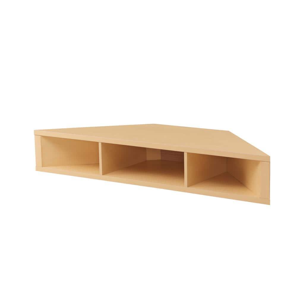 24/7 Shop At Home Tybo Open Shelves Corner Floating Console Fits TV Stand for TVs up to 50" Gingko Maple