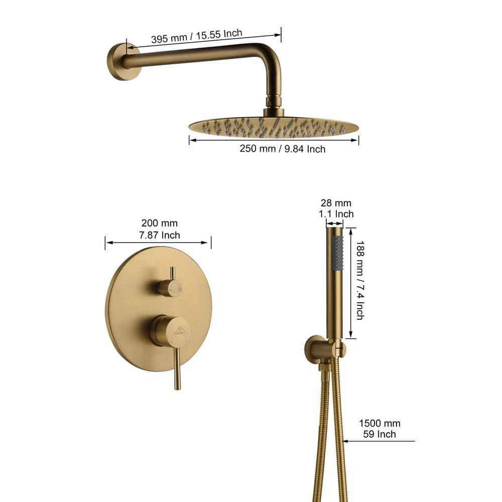 Pressure-Balanced Complete Shower System with 10-Inch Rain Shower Head, Handheld, Rough-in Valve