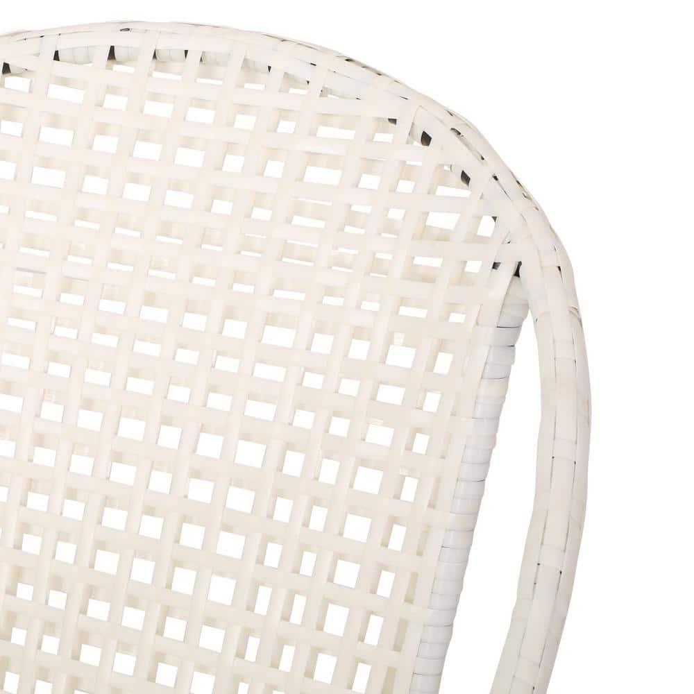 Cing Outdoor Modern 2 Seater Faux Rattan Chat Set, White and Black