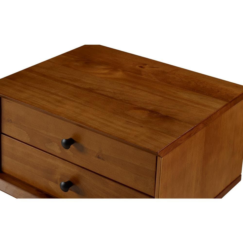 Camaflexi Mid Century Nightstand 2-Drawer Night Stand Cabinet, Castanho