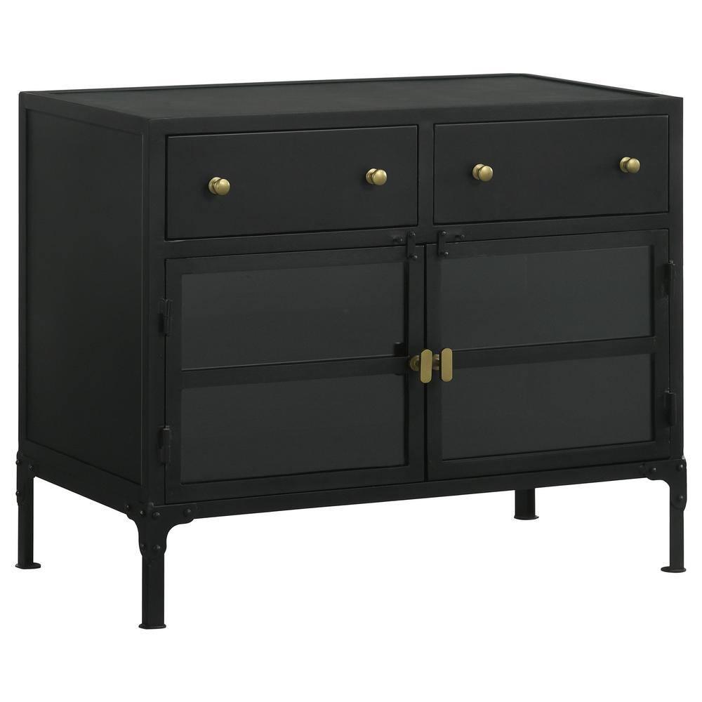 Coaster Sadler 2-drawer Metal Accent Cabinet with Glass Doors Black
