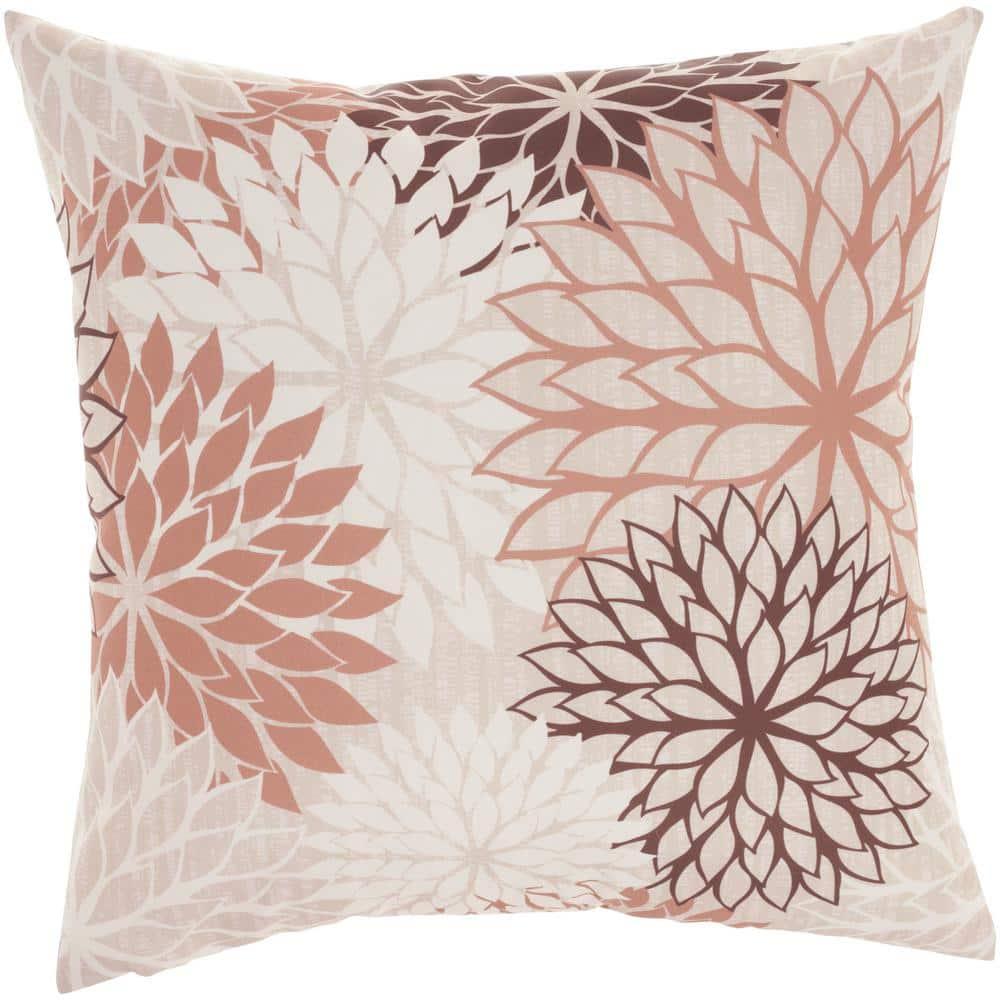 Mina Victory Aloha Floral Tropical Outdoor Throw Pillow Natural 20" x 20"
