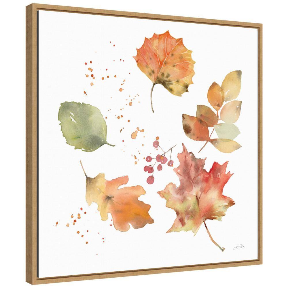 22"x22" Falling Leaves I by Katrina Pete Framed Wall Canvas - Amanti Art: Autumn Harvest Decor, Seasonal Canvas