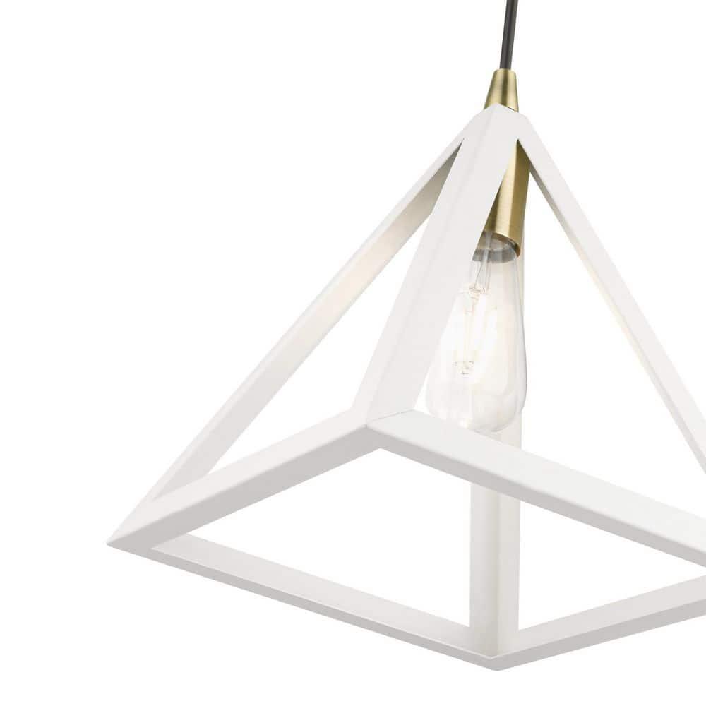 Livex Lighting Pinnacle 1 - Light Pendant in  Textured White/Antique Brass