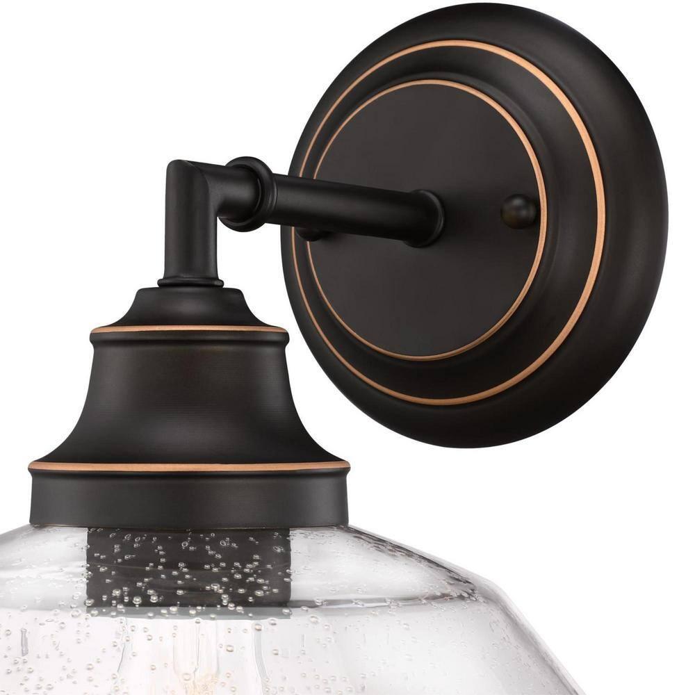 Westinghouse Lighting  Iron Hill One-Light Indoor Wall Fixture - 1-Light Oil Rubbed Bronze with Seeded Glass