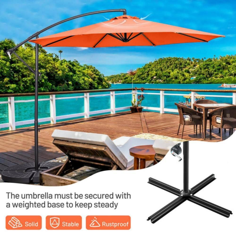 Tangkula 10FT Patio Offset Umbrella 8 Ribs Cantilever Umbrella w/Crank for Poolside Yard Lawn Garden Orange