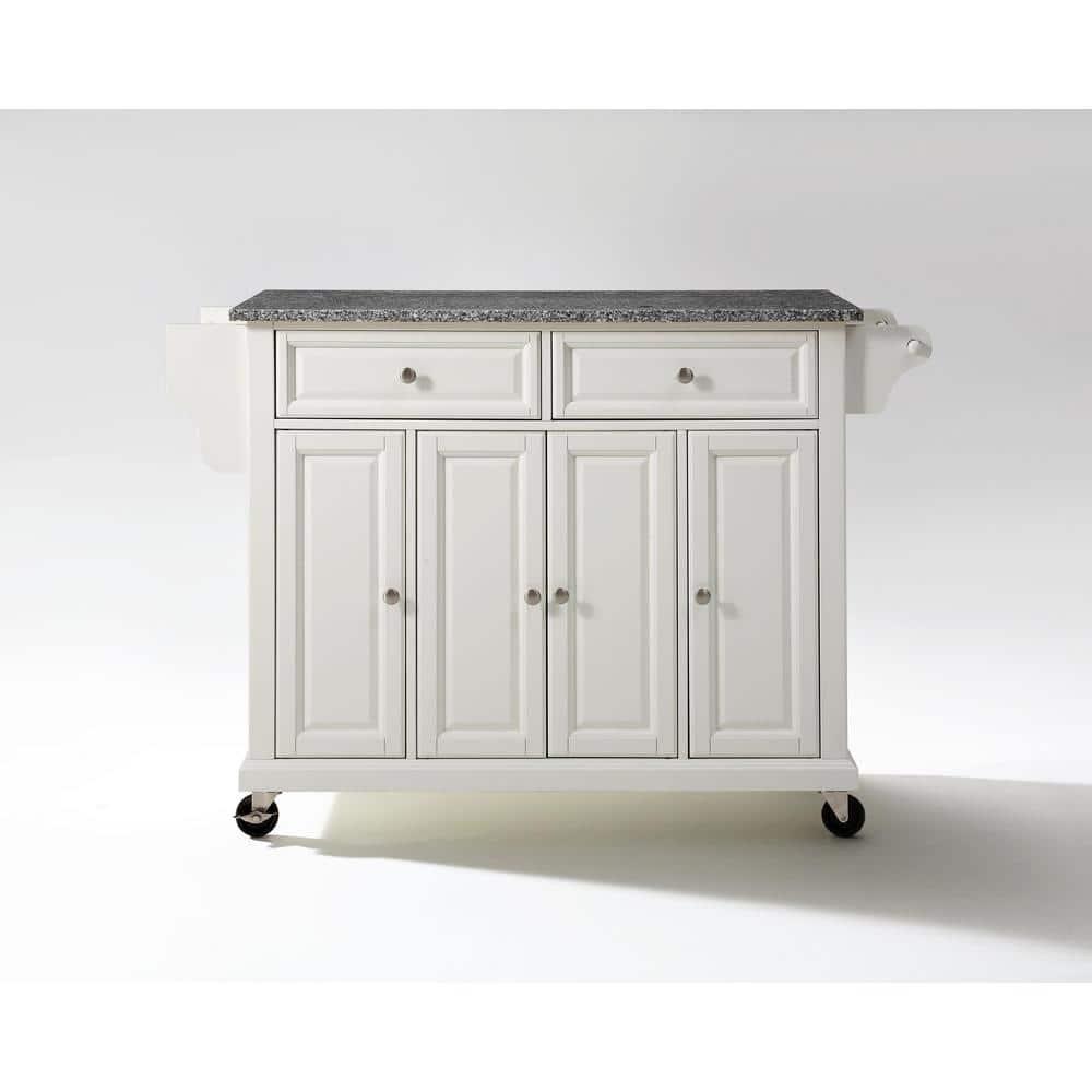 Crosley Furniture Wood/Solid Granite Kitchen Cart in White/Gray