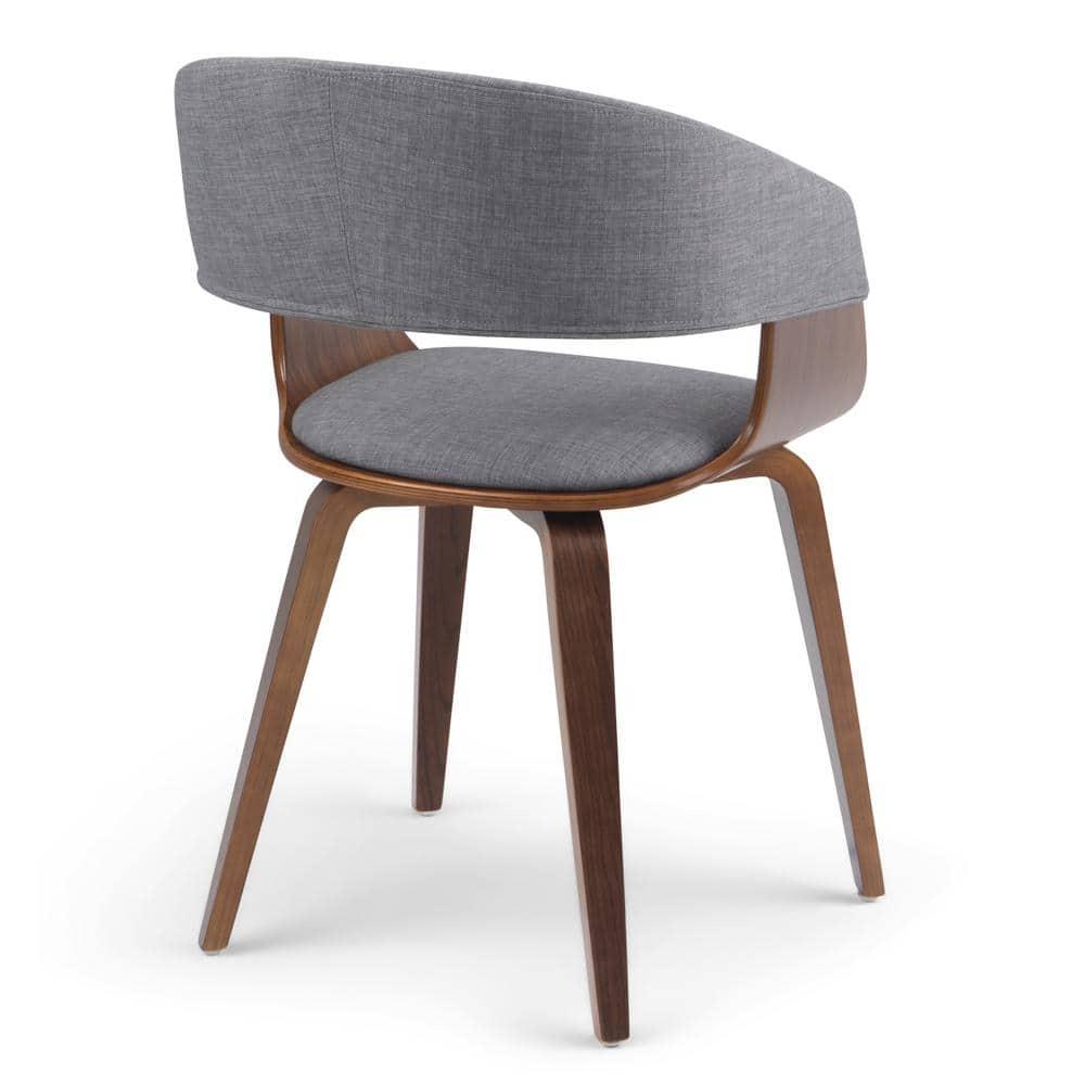 Lowell Bentwood Upholstered Dining Chair with Curved Backrest in Mid-Century Modern Style