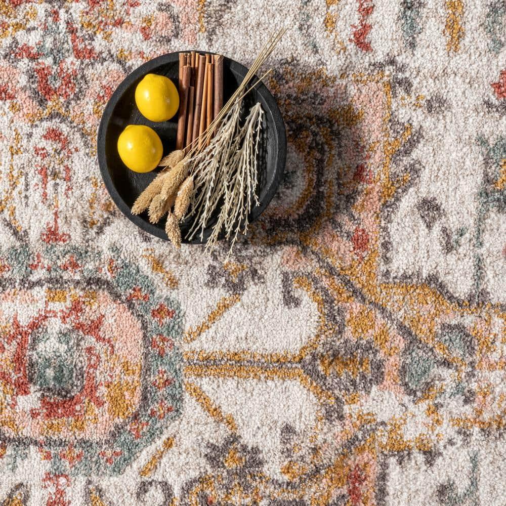 Nuloom 12x15 Justine Vintage Medallion Indoor Area Rug, Beige, Faded Persian Design, Stain Resistant, BedroomLiving Room, Kitchen,