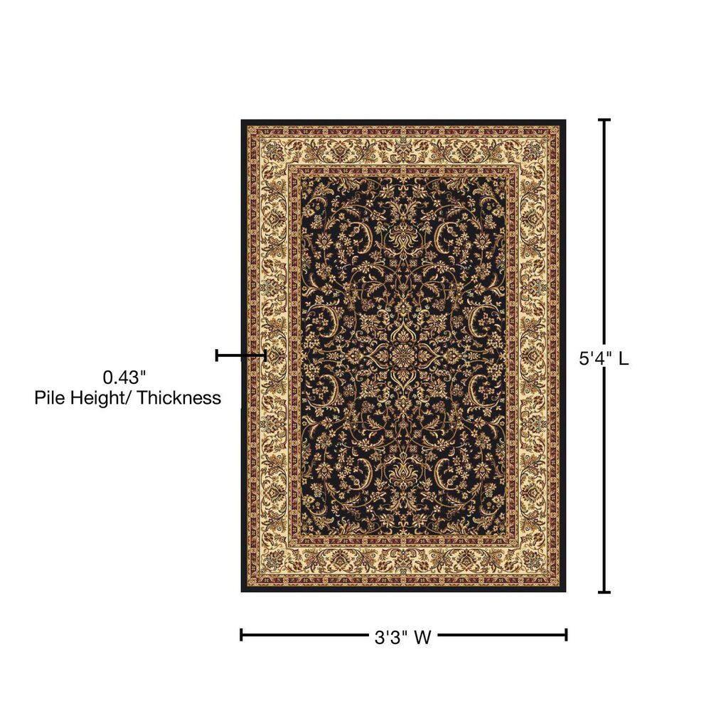 Radici Usa Noble Area Rug 1318 Black Bordered Medallion 3' 3" x 5' 4" Rectangle