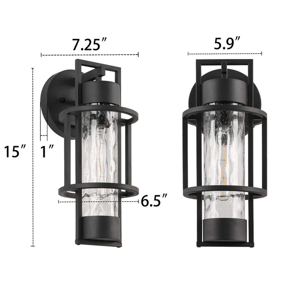 Outdoor Dusk to Dawn Wall Lights, Sensor Exterior Light Fixtures Wall Sconce， Outdoor Waterproof Porch Wall Lantern Light with Water Glass for Outside Garage,Doorway,Entryway