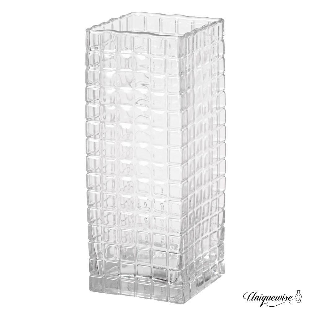 Uniquewise Set Of 10 And 12-Inch Square Frosted Gray Glass Table Vases - A Timeless Centerpiece For Dining Tables, Living Rooms, Bedrooms, Hotel Reception Areas And Conference Rooms, Ideal For Wedding Decor