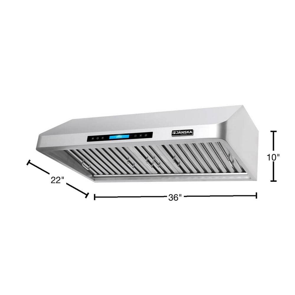 36" 900CFM Ducted Under Cabinet Range Hood in Stainless Steel with Remote Control and 2 LED Lights