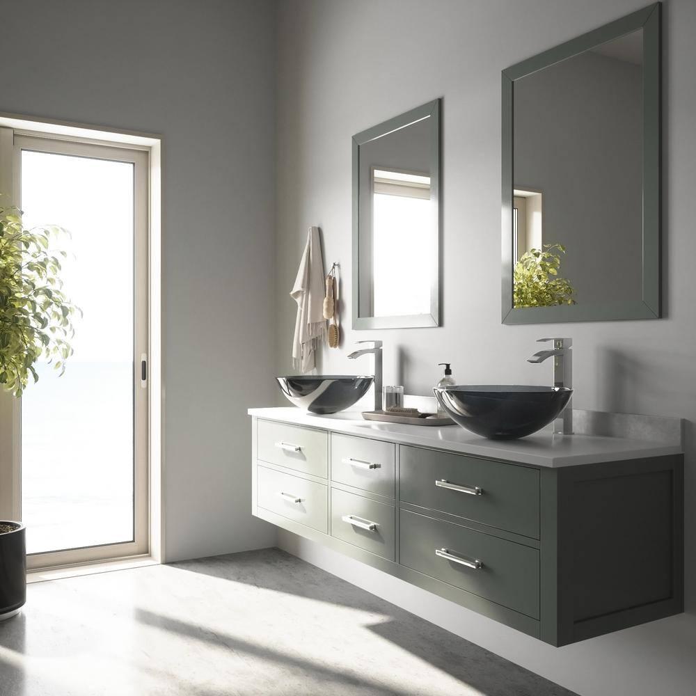 Glass Handmade Circular Vessel Bathroom Sink with Faucet