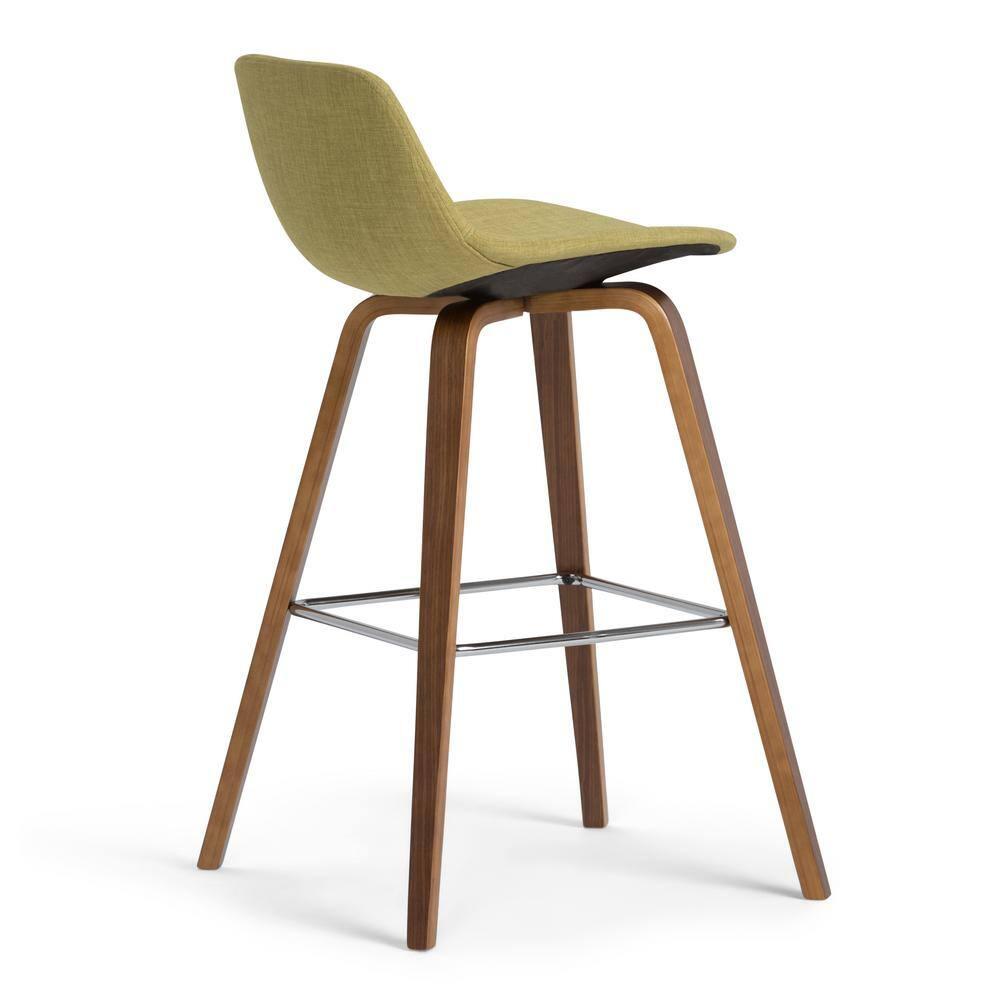 Simpli Home Randolph Mid Century Modern 28 inch Bentwood Counter/ Bar Height Stool (Set of 2) in Acid Green Linen Look Fabric