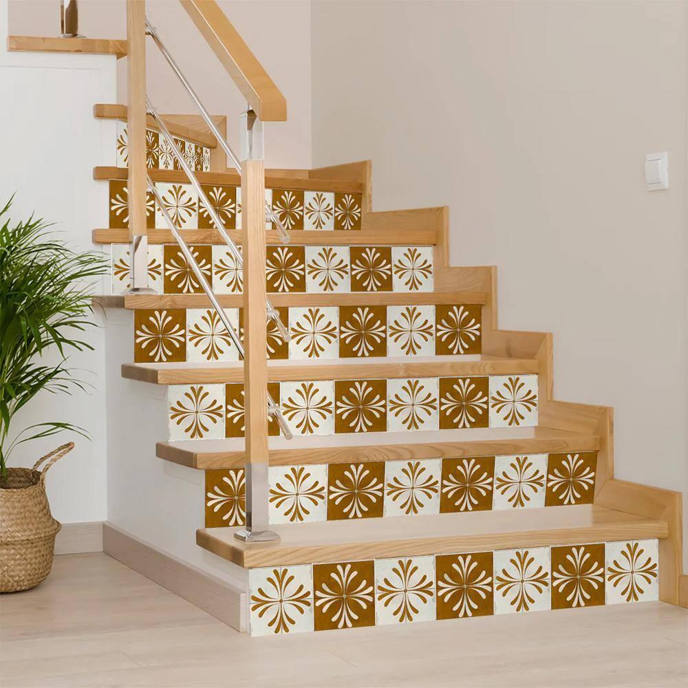 Mi Alma Gold Beige Vintage Flower Peel & Stick Tiles - Vinyl Backsplash 8x8