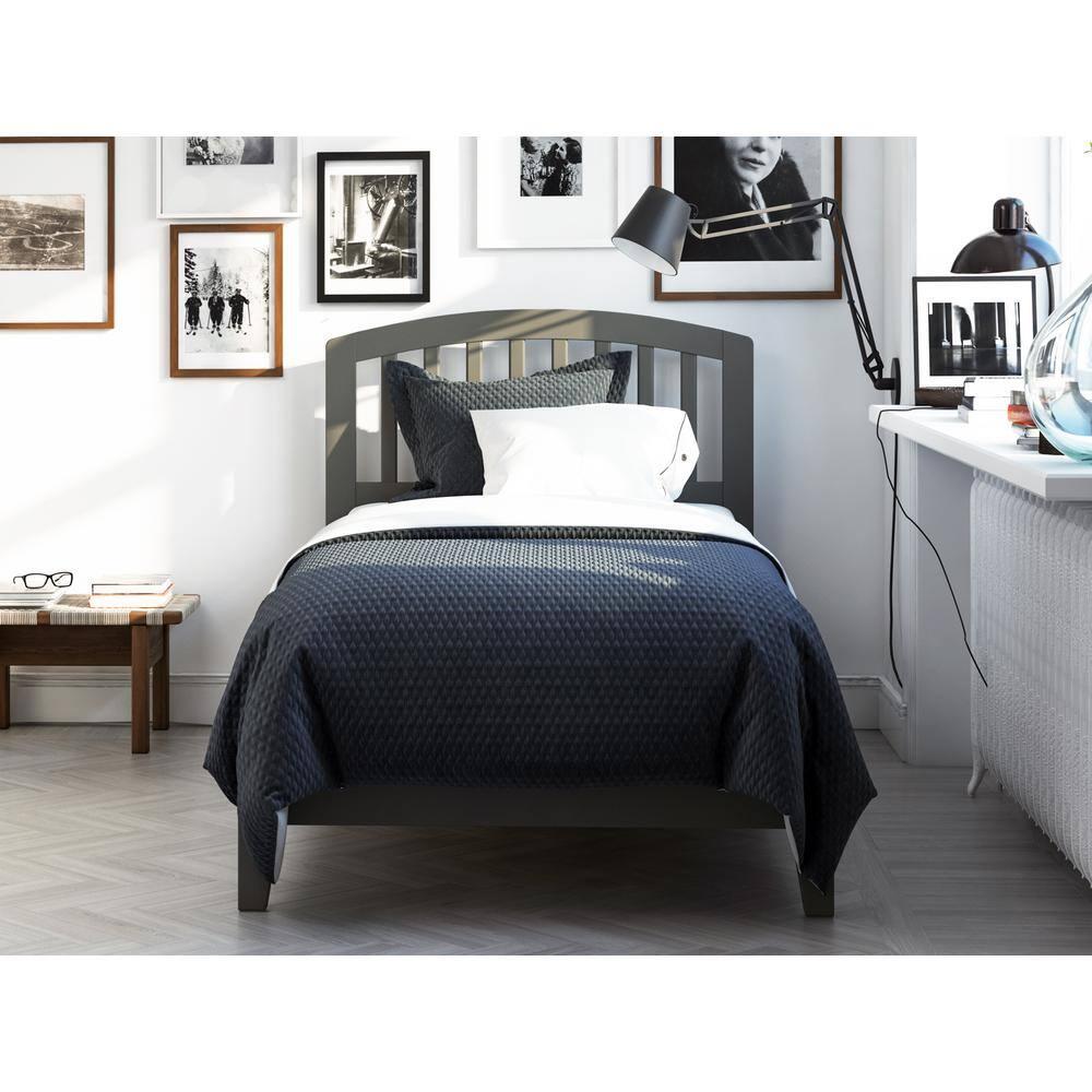 AFI Furnishings Richmond Twin Extra Long Traditional Bed with Open Footboard and Turbo Charger in Grey