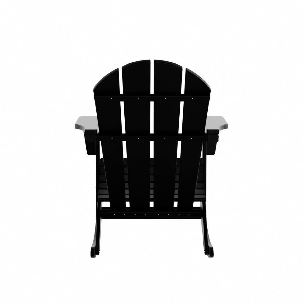 JUSTLET Plastic Adirondack Rocking Chair,HDPE All-Weather Outdoor Rocking Adirondack Chair for Porch, Patio, Balcony,Black