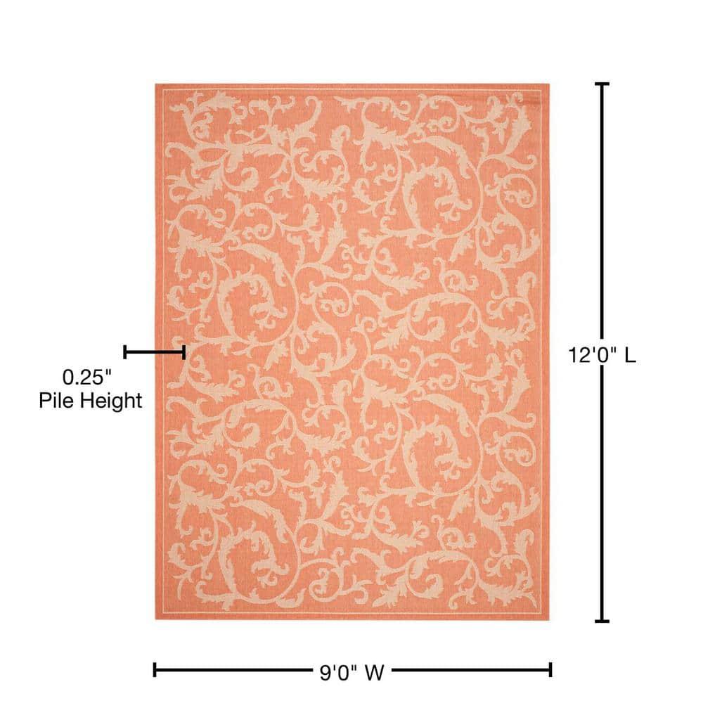 Courtyard CY2653 Power Loomed Indoor and Outdoor Area Rug - Terracotta/Natural - 9'x12' - Safavieh