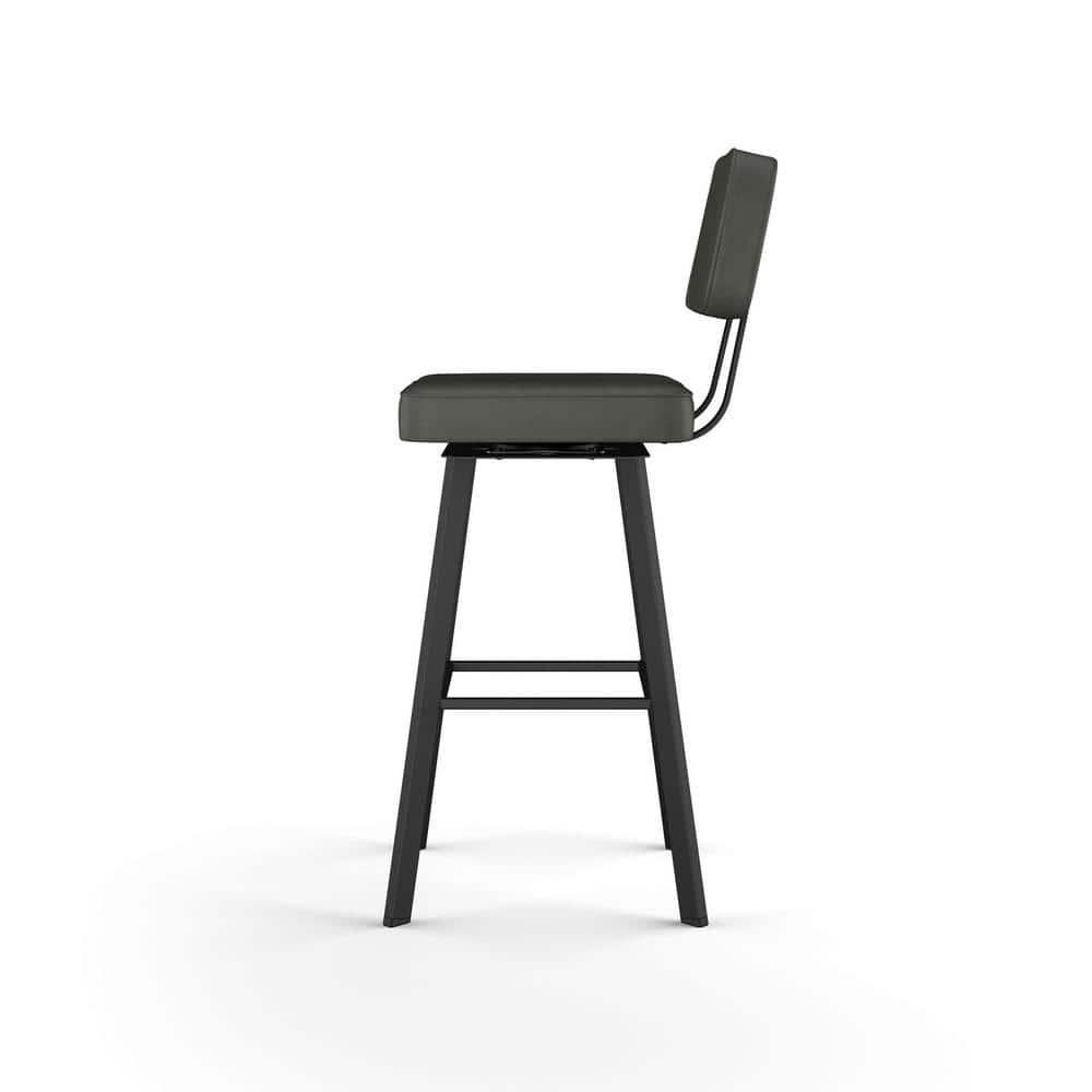 Amisco Clarkson Upholstered Barstool: Faux Leather, Steel Frame, Fixed Height 30", Square Base