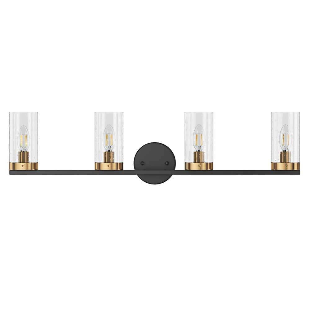 Aiwen 4-Light Bathroom Light Fixtures Modern over Mirror Wall Lamp with Clear Glass Shade Porch Wall Lamp