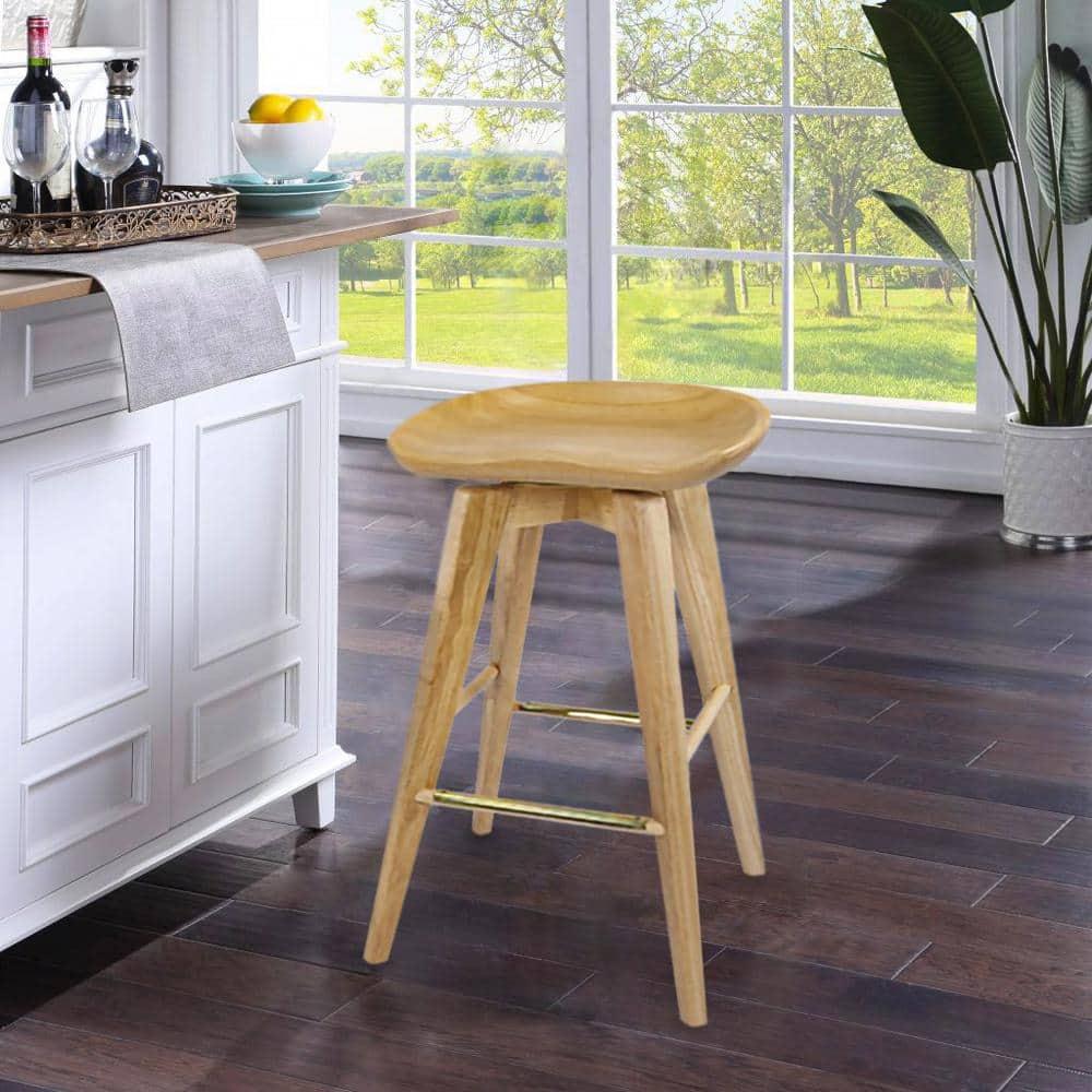 31" Bali Swivel Barstool Hardwood/Natural - Boraam: Contemporary, Backless, 300lb Capacity