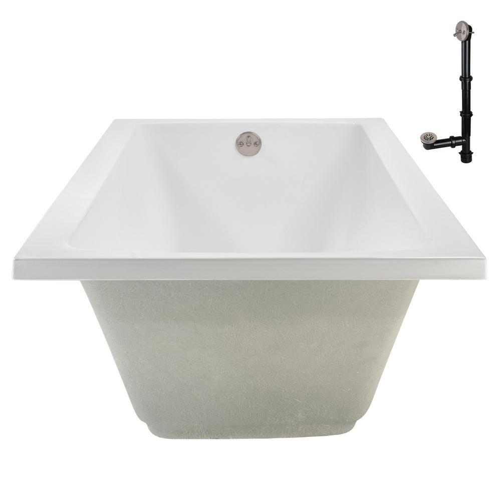 60'' x 32'' Acrylic Soaking Drop-In Bathtub, Drain Included