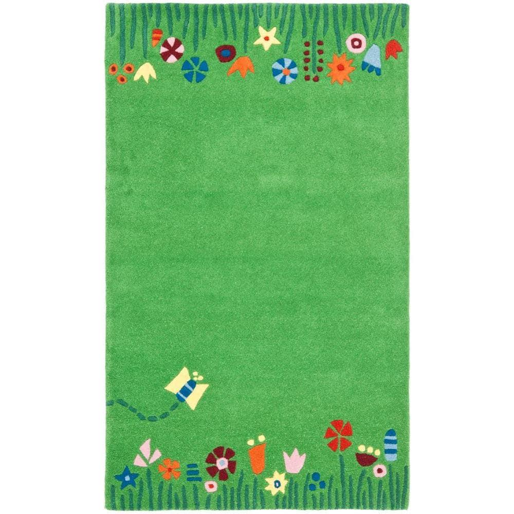 SAFAVIEH Kids Topher Play Grass Area Rug, Green/Multi, 3' x 5'