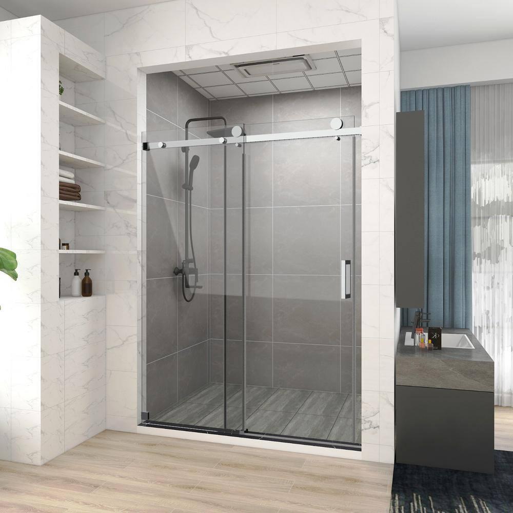 HHK HOME 60'' W 76'' H Frameless Rectangle Shower Enclosure HHKSS04-CH-6076