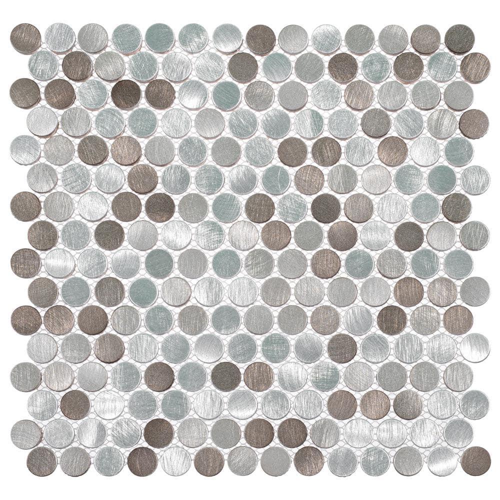 Orb 3/4" Metal Penny Round Mosaic Tile Shower Wall, Kitchen Backsplash and Wall Tile
