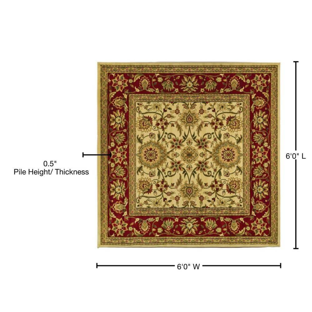 Lyndhurst LNH212 Power Loomed Area Rug - Ivory/Red - 6'x6' - Safavieh