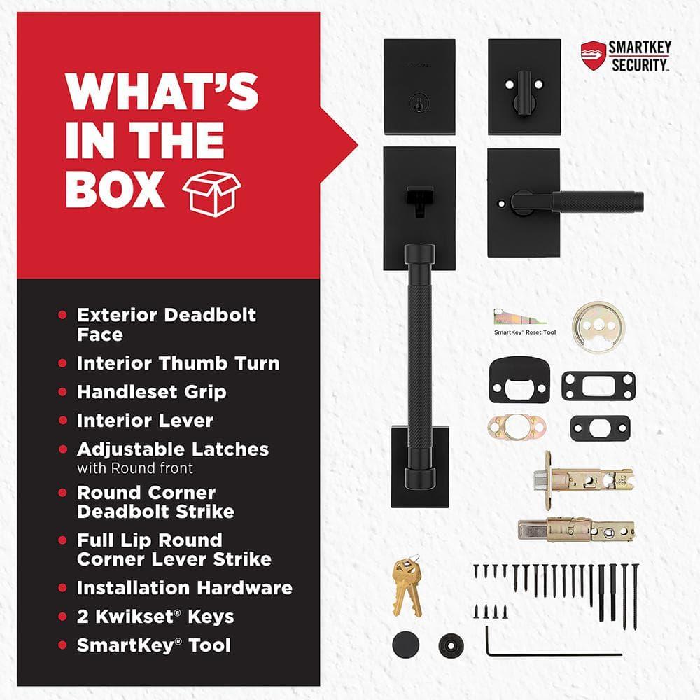 Prava Matte Black Single Cylinder Handleset w/ Prava Handle featuring SmartKey Security
