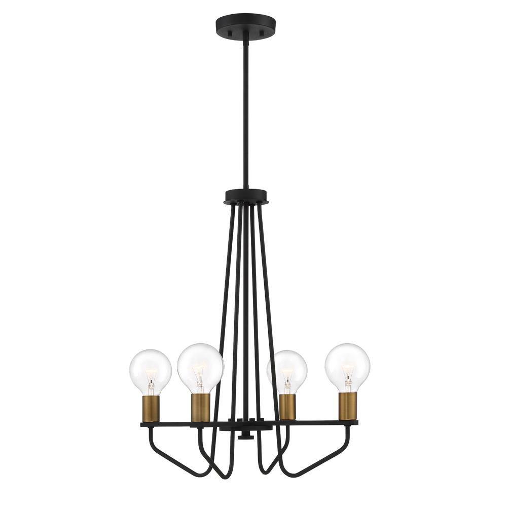 Ravella Black Mini Plug-in Chandelier with Brass Accents