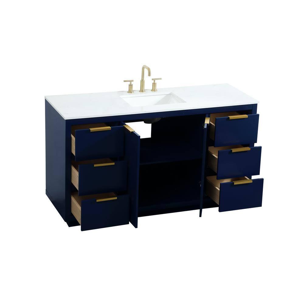 Elegant Decor Blake 60" Aluminum Alloy MDF Single Bathroom Vanity in Blue