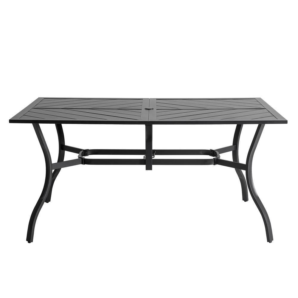 Nuu Garden Outdoor 7-Piece Iron Dining Set with 1.77'' Umbrella Hole