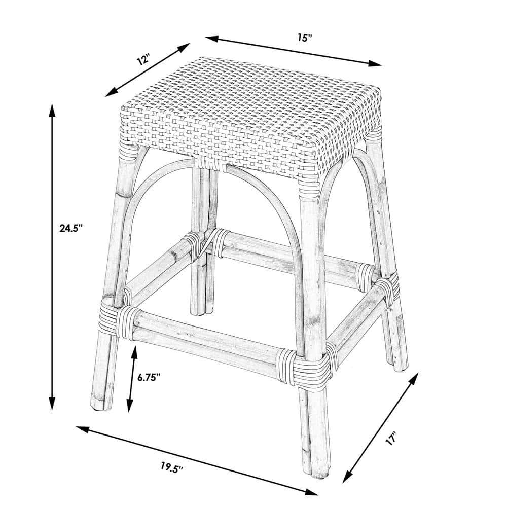 Butler Specialty Company Robias Rectangular Rattan 24.5" Counter Stool - Black